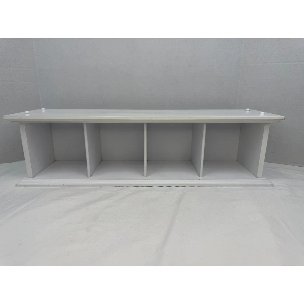 White Wooden 4‎ Cube Cubby Organizer Wall Mount Storage Rack